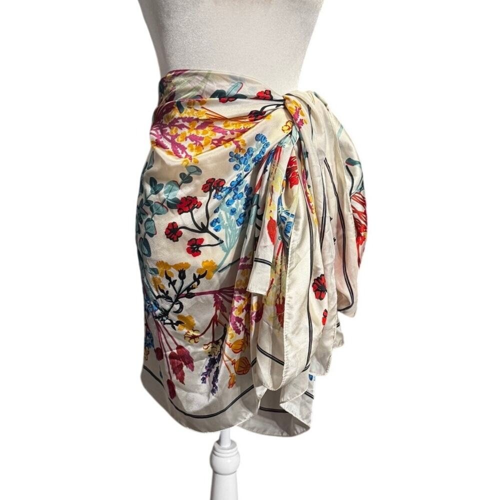 Pretty Persuasions Botanical Bird Print Scarf Wrap 36x72 Multicolor Polyester - Picture 5 of 7